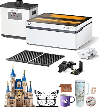 WECREAT Vision 20W Desktop Laser Engraver with Fume Extractor, Auto-Lifting for 5.5" Material, Smart Camera, 600mm/s Speed, Laser Engraving Machine for Tumblers Wood Acrylic DIY Craft Gifts Making