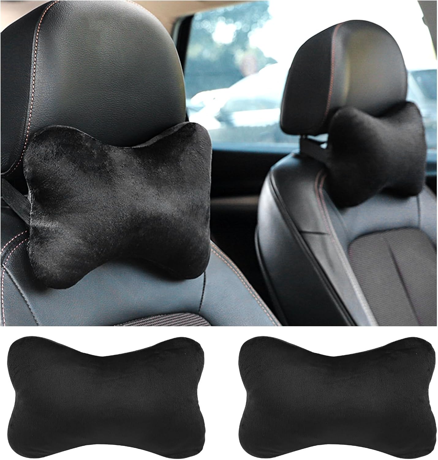 YGDMD 2PCS Universal Car Headrest Pillows - Soft Neck Support for Driving Fatigue Relief, All-Season for Cars & SUVs