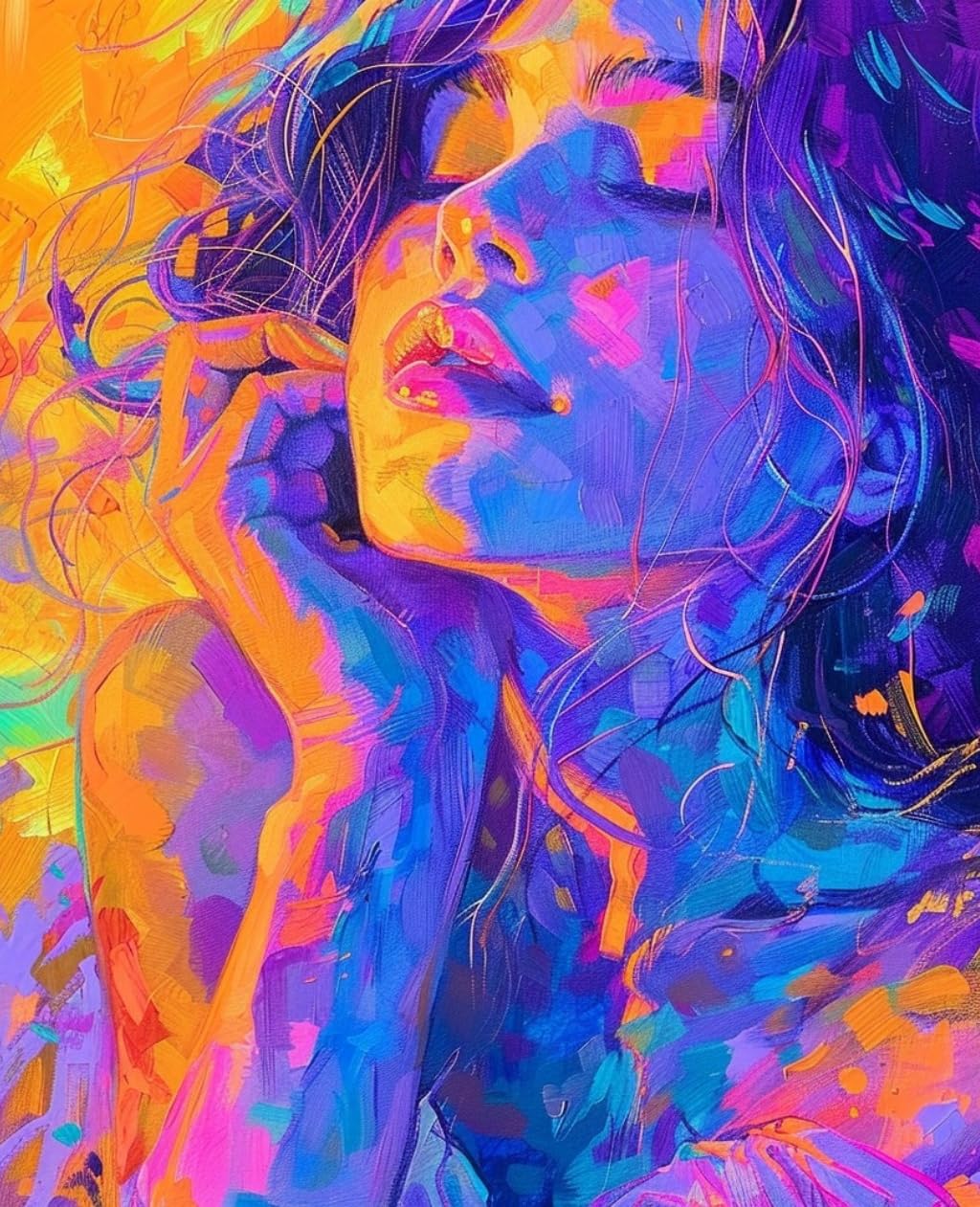 WANGWANGMIAO Paint by Numbers for Adults -Colorful Women-Painting by Numbers for Kids,Oil Number Painting Kits for Home Wall Decor，20x16inch，Without Frame