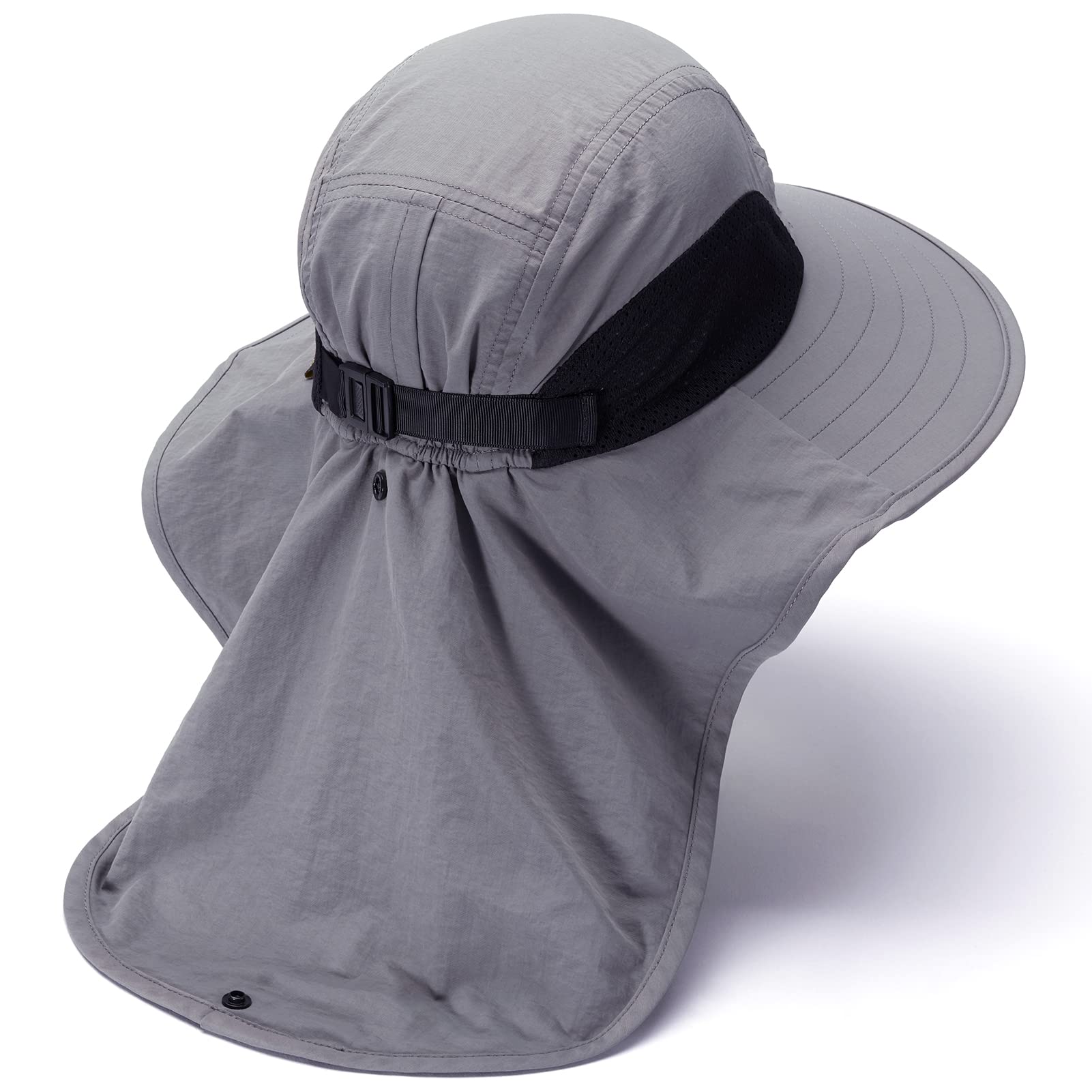 Bassdash UPF 50+ Sombrero de Sol de ala Ancha Unisex Resistente al Agua con Solapa de Cuello Grande Sombrero de Pesca de Cola de Caballo para Hombres Mujeres