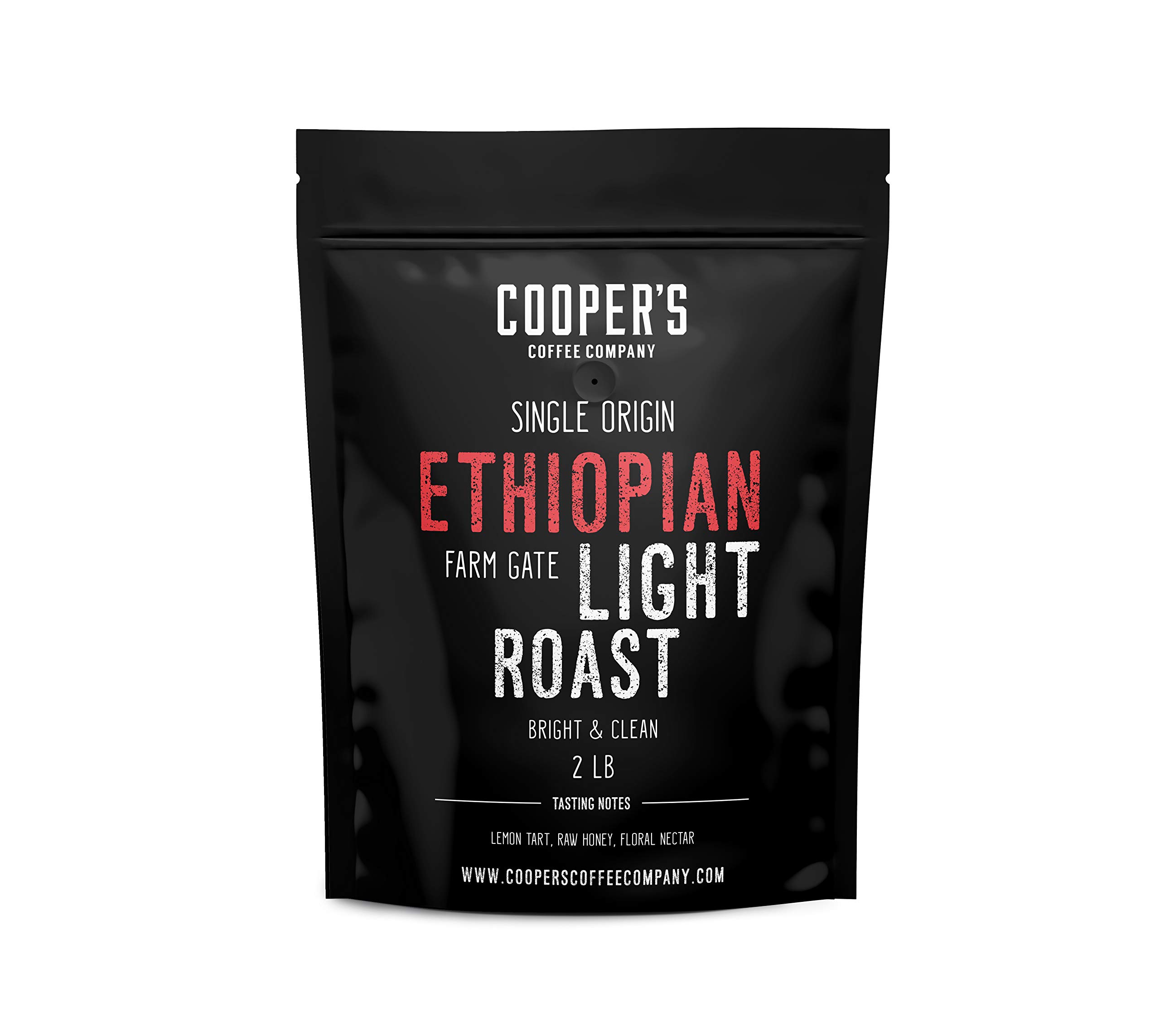 Ethiopian Bold Light Roast Coffee, Gourmet Single-Origin Coffee Beans from Ethiopia, Whole Bean, 2lb Bag