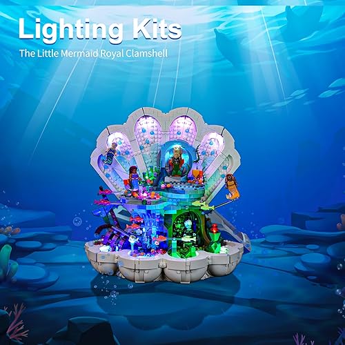 Miniatura 6 de Kit de luz LED para Lego Disney The Little Mermaid Royal Clamshell 43225, kit de iluminación creativa compatible con Lego 43225 (solo luces, sin