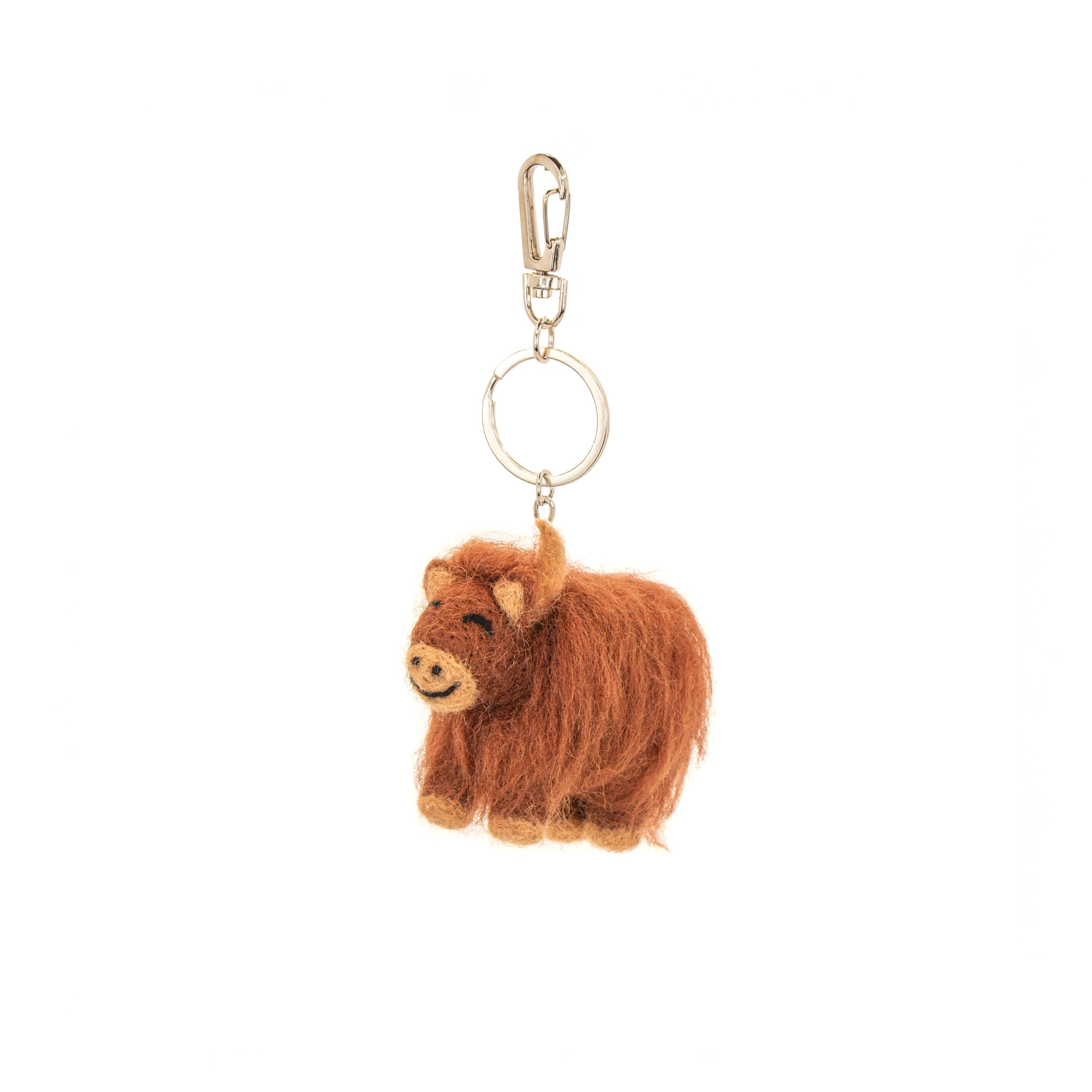 Sass & Belle Unisex Brown Highland Cow Felt Keyring