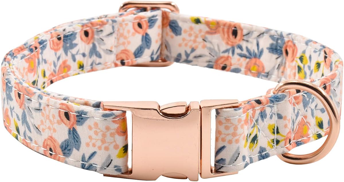 Collar de perro con hebilla de metal, collar de perro ajustable duradero suave para perros pequeños, medianos y grandes (M(13-18 pulgadas), Flower3)