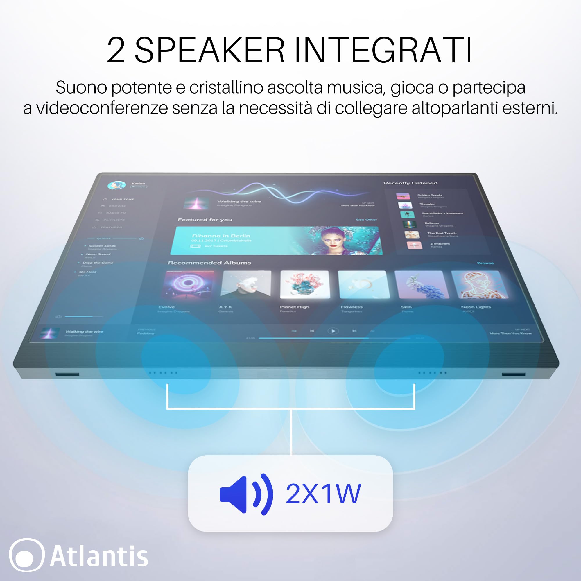 Atlantis Monitor Portatile TouchScreen 16” IPS Full HD HDMI/USB-C, inf 1 kg | Speaker 2x1W, inclinazione regolabile, Pivot, per notebook e console, cavi inclusi, cod. A05-P156LPT