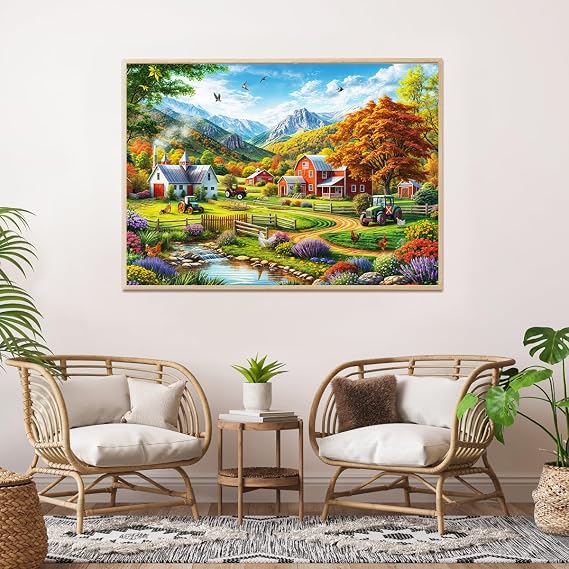 Puzzles 1000 Pieces for Adults jigsaw puzzles for adults 1000 Piece Puzzle Educational Games -Beautiful Village Scenery-Decoration Puzzle