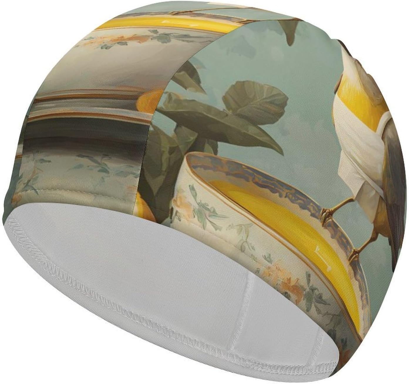 Bird Chef Orange Juice Lemon Womens Swim Cap for Men Adult Swimming Hat Curly Short Medium Long Hair