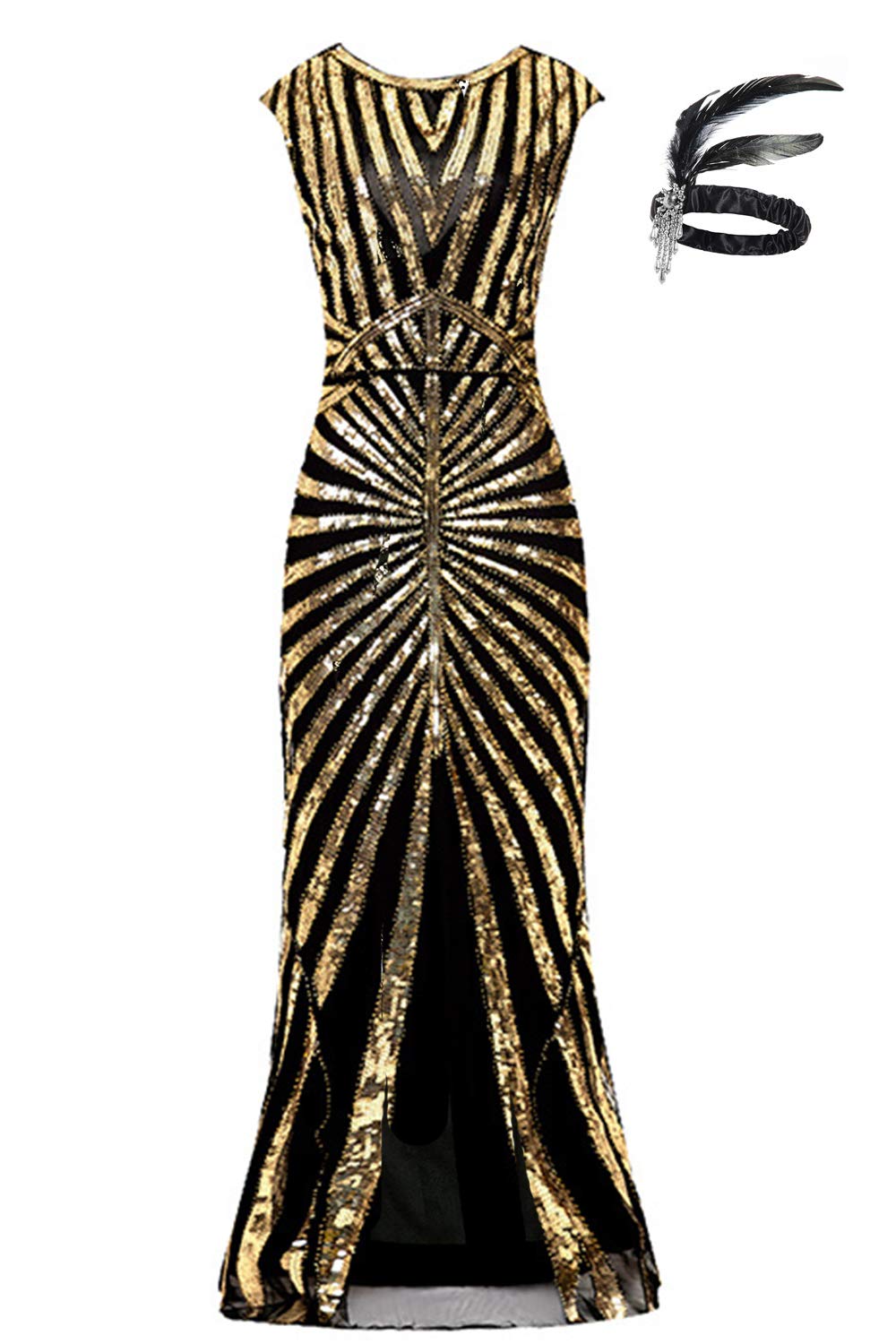 1920s Vintage Dress Sequin Mermaid Formal Long Flapper Gown Great