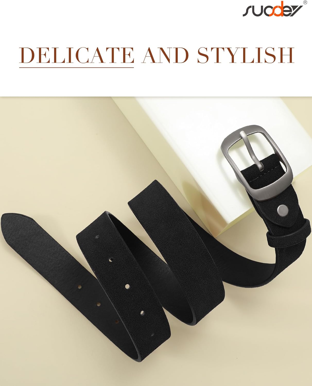 SUOSDEY Women Belts For Jeans Dresses Pants Ladies Leather Waist Belt with Elegant Buckle, Width 1.3" - Image 4
