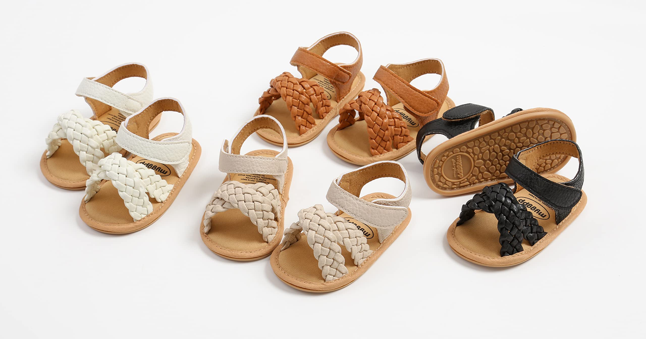 SOFMUO Baby Girls Knitted Sandals Premium Soft Anti-Slip Rubber Sole Infant Summer Walking Shoes Toddler First Walkers (A04/Beige,6-12 Months)