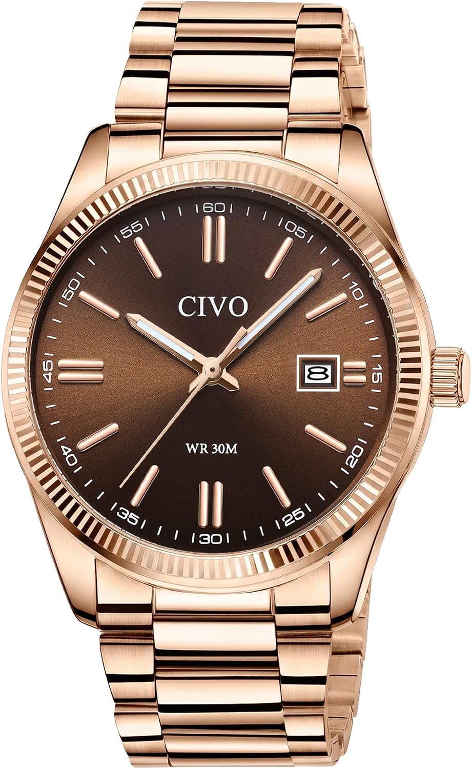 CIVO Analog Mens Watches Silver: Wrist Watches with Date Easy to Read
