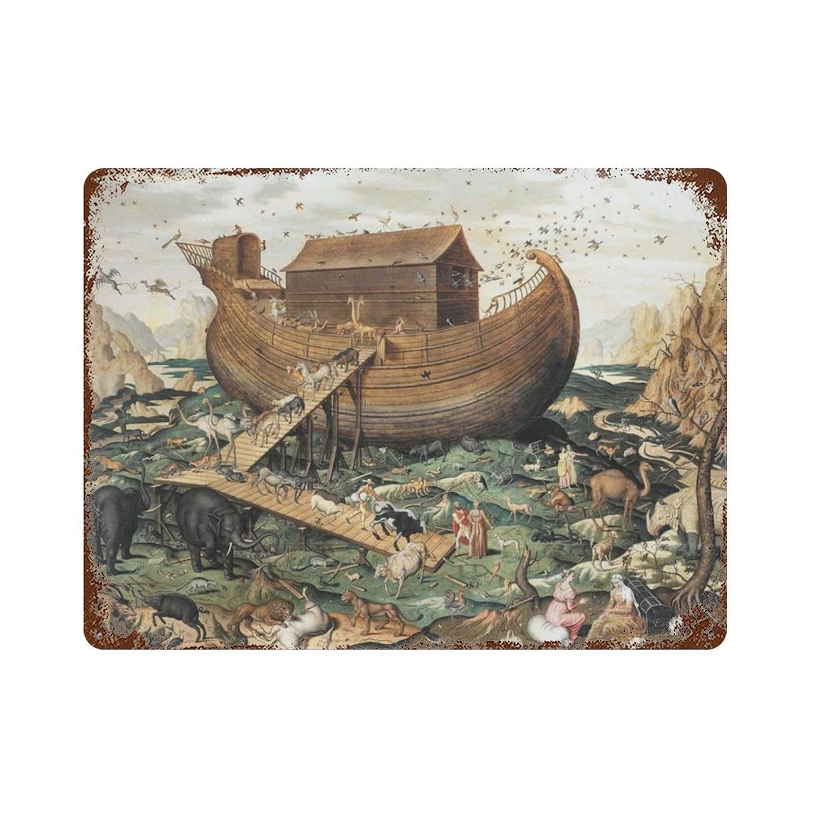 xiaoxiaoshen Noah's Ark Vintage, Bible, Christian Nursery Wall Decor Art Metal Tin Poster Modern Home Decor Art Home Bar Shop Decorations Vintage Sign 30x40cm
