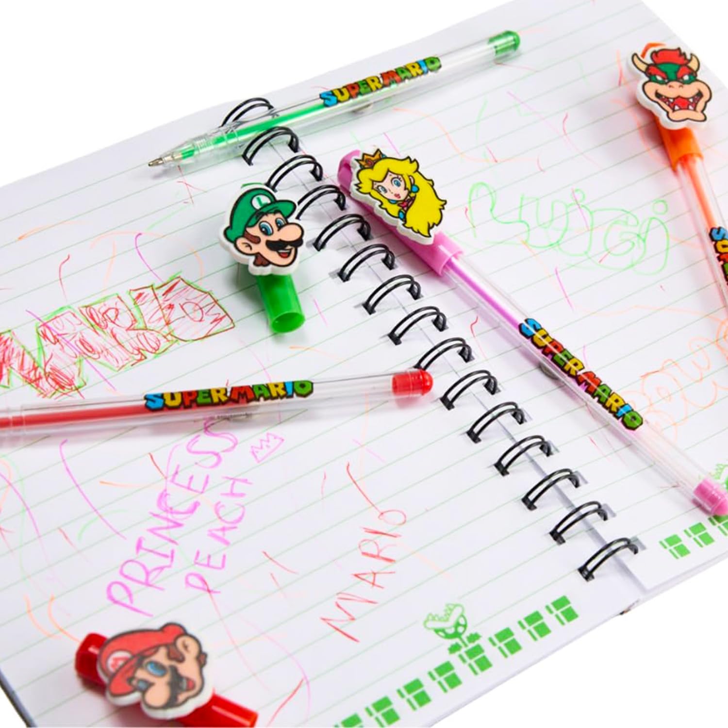 Super Mario Mario Journal and Pen Set - Video Game Notebook Bundle of Journal, Pens, Stickers, More for Kids Bros Notebook Stationery Kit image 5