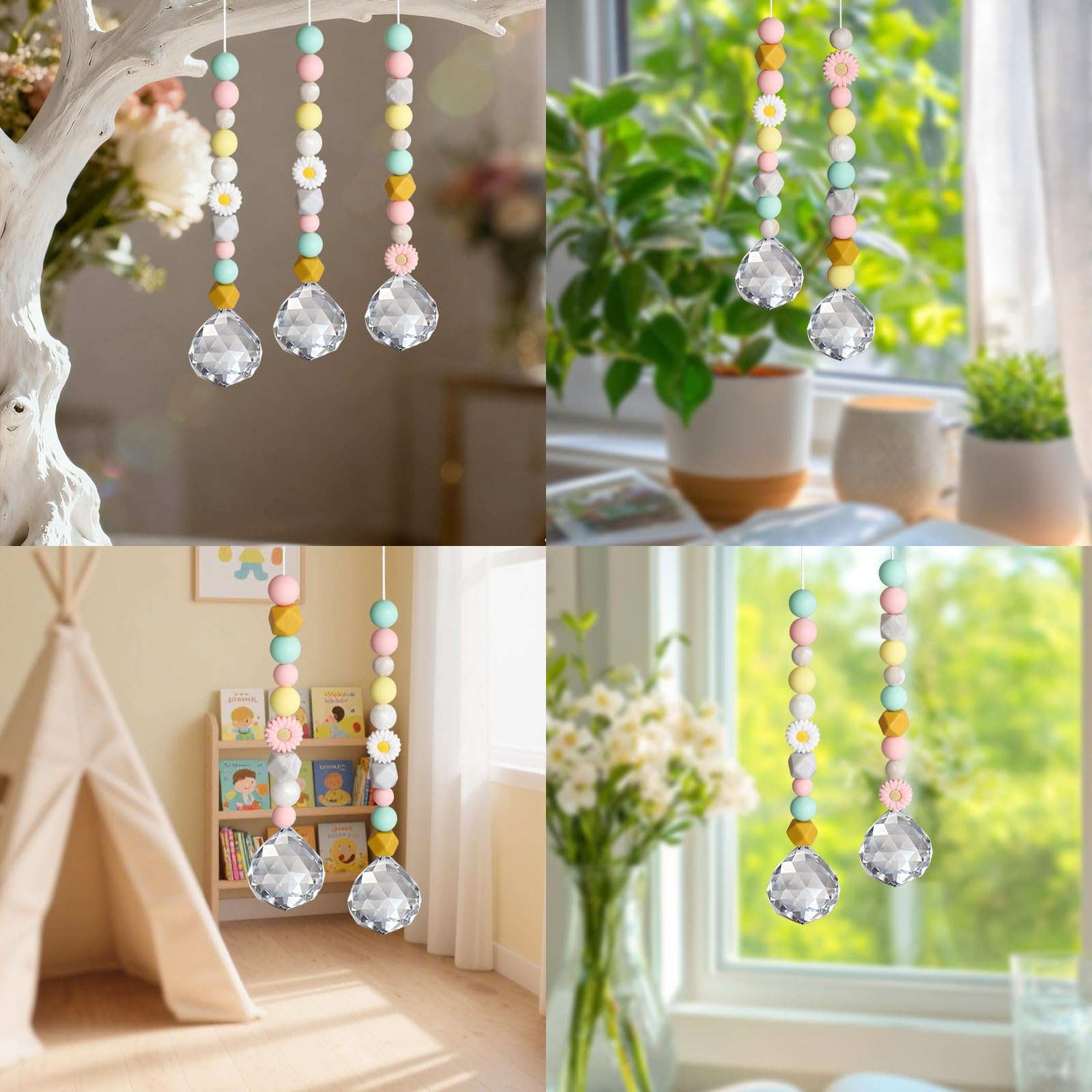 5 Stück Kristall Sonnenfänger Bastelset DIY Kristalle Anhänger Suncatcher Kinder für Kindergeburtstag Baby Party Fenster Haus Garten Deko (Bastelse-A)