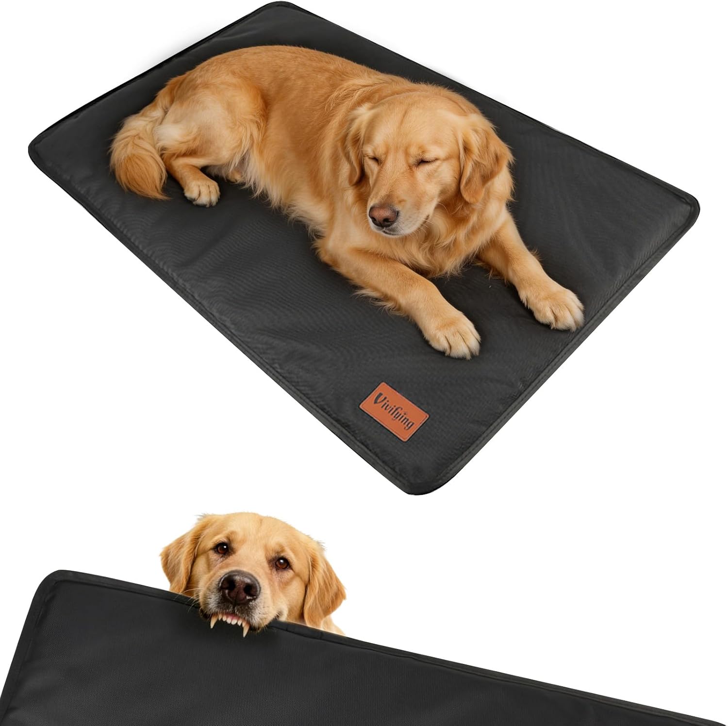 Vivifying Chew Proof Dog Bed for Aggressive Chewers, Waterproof Crate Pad for Small & Medium Dogs, Machine Washable Indoor Outdoor Kennel Mat, 35" x 22"