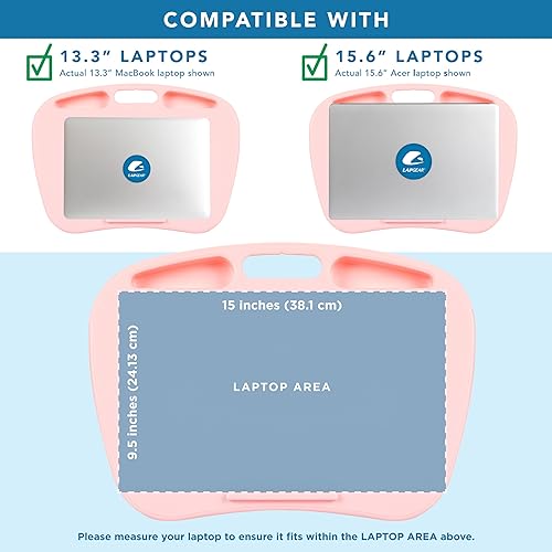 Miniatura 4 de LAPGEAR MyDesk - Escritorio de regazo con repisa para dispositivo y soporte para teléfono, cuarzo rosa, se adapta a portátiles de hasta 15.6