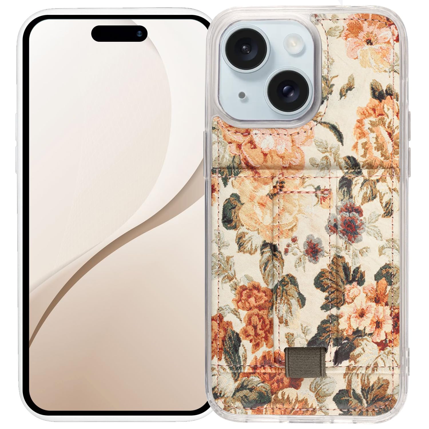 Walli Cases for iPhone 13 Case Aesthetic Wallet Phone Case Card Holder, Securely Holds up to 2 Cards - Cute, Trendy Phone Cover for Women, fits iPhone