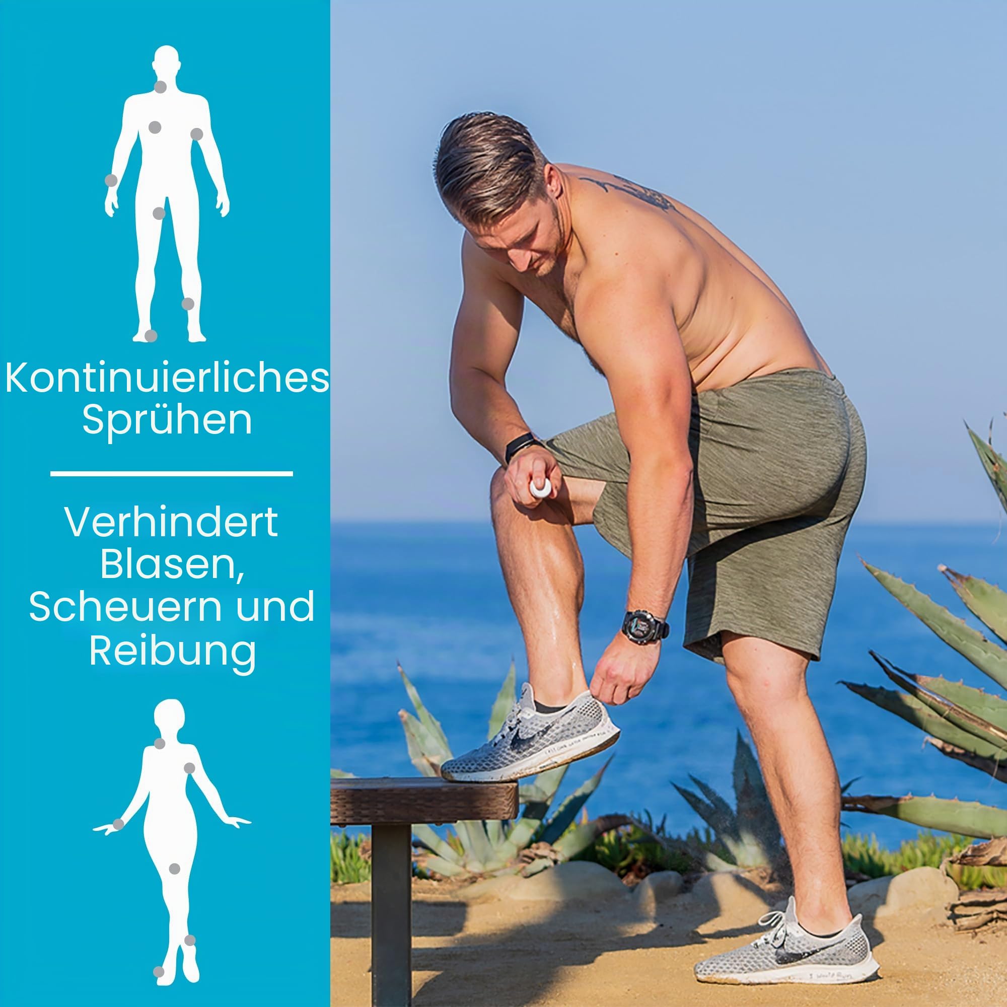 TRISLIDE Anti Scheuern Spray für Triathlon und Freiwasserschwimmen | Gleitmittel für Neoprenanzug, Wetsuit Spray gegen Reibung | Hilft beim schnellen An- und Ausziehen von Neoprenanzügen, 136 ml