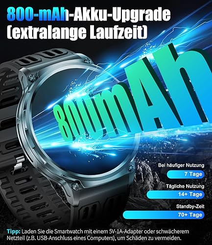 Miniatura 4 de LIGE Relojes inteligentes para hombres (respuestahacer llamadas), reloj inteligente de deportes al aire libre con pantalla HD de 1.85 pulgadas,