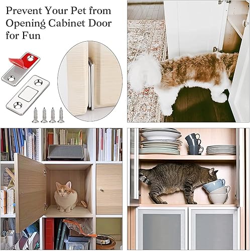 Miniatura 9 de Jiayi Paquete de 4 cierres magnéticos ultrafinos para puerta de armario + 4 unidades de cierre magnético de gabinete en forma de L para imanes de