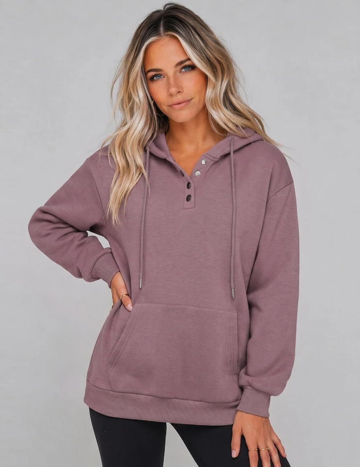 Zeagoo Hoodies for Women Casual Button Sweatshirt Oversized Fall Clothes