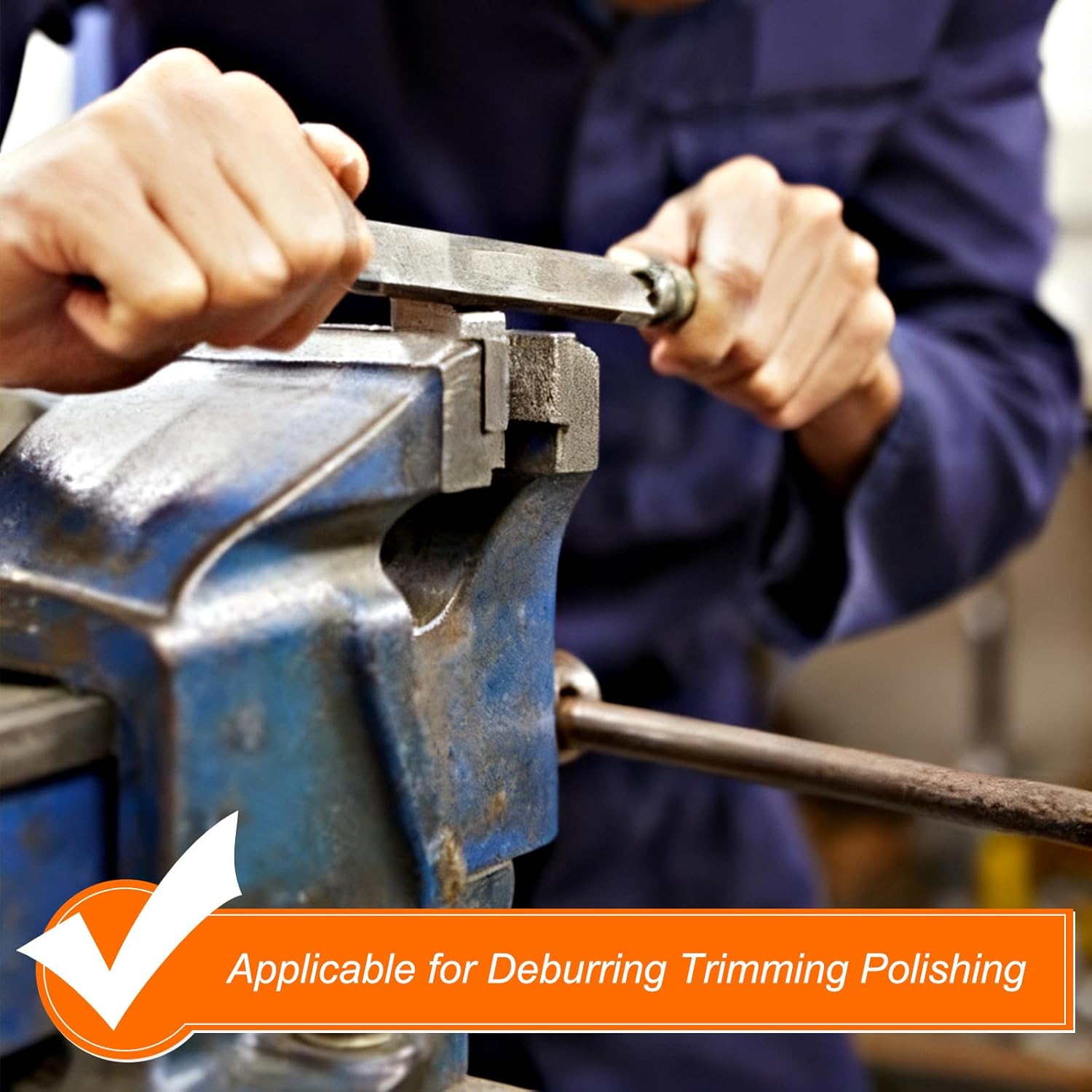 HARFINGTON Flat Medium Cut File 18" Double Cut Teeth High Carbon Steel Hand Rasp File with Plastic Handle for Metal Wood Deburring Removing