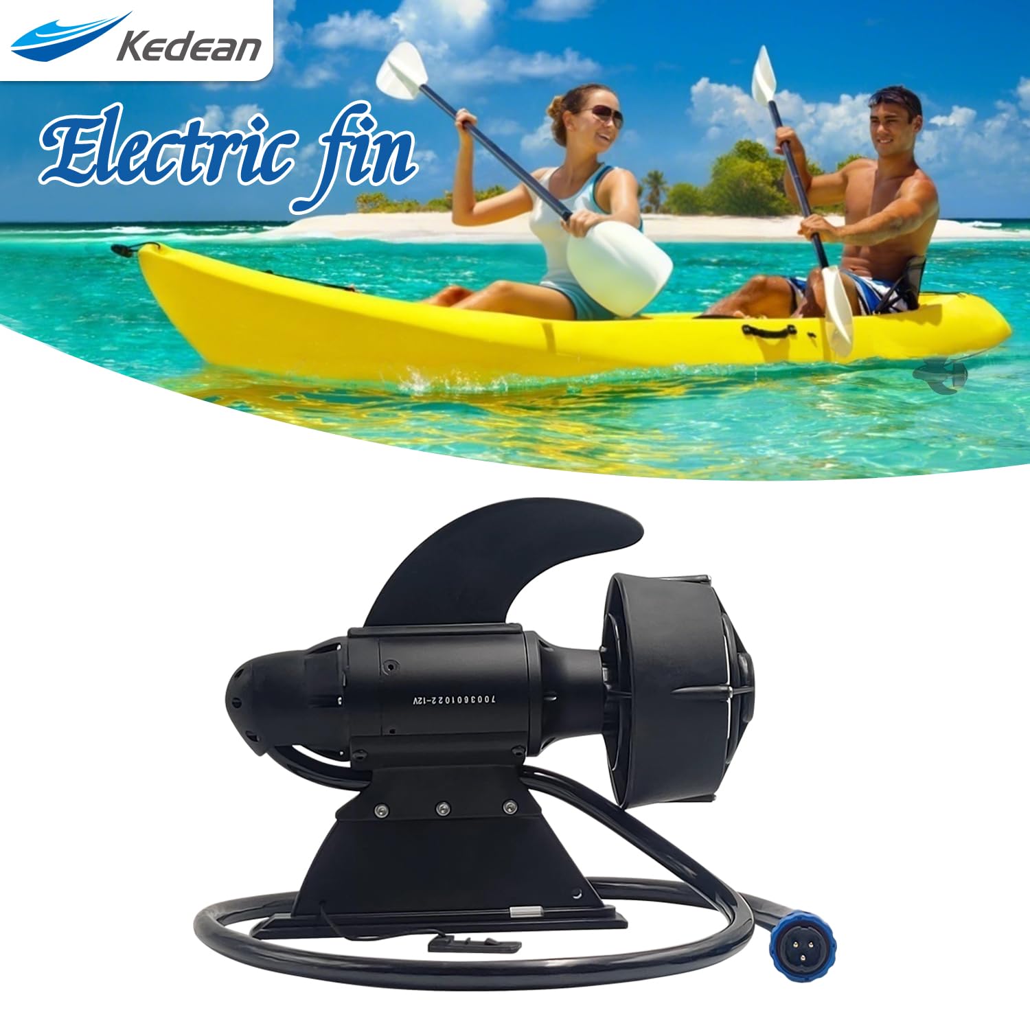 Motor de Pesca Subacuático para Bote Transat (Float Tube), Aleta Eléctrica para Kayak de Pesca y Tabla de Paddle Surf (SUP), 600W, 24V Empuje de 28 Libras (Sin batería)