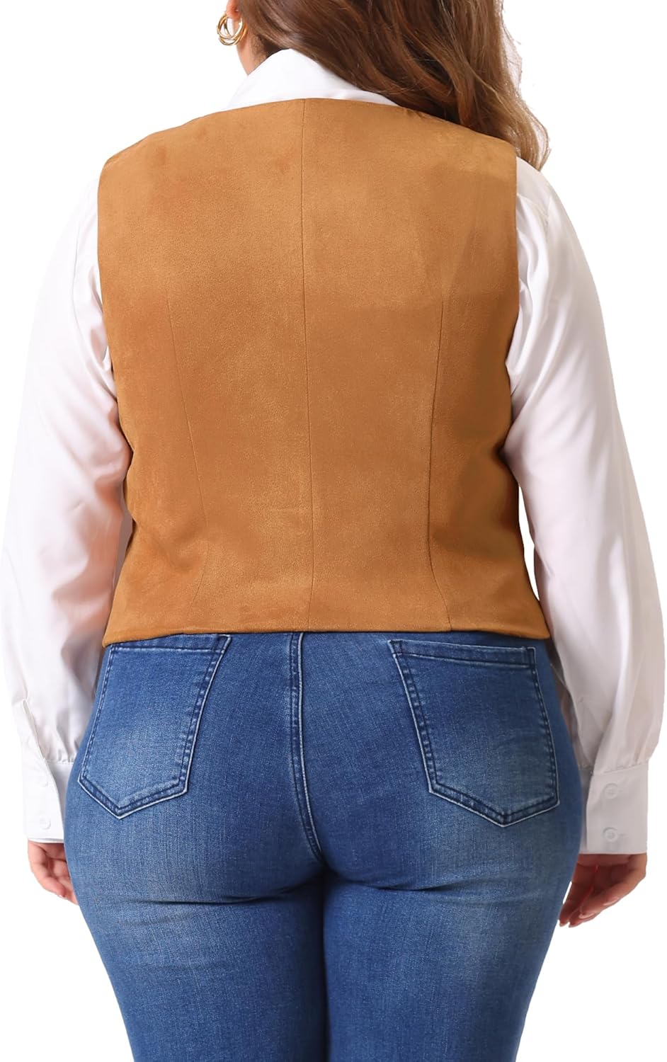 Agnes Orinda Plus Size Vests for Women Fully Lined 4 Button V-Neck Business Dressy Tuxedo Suit Vest Waistcoat - Image 4