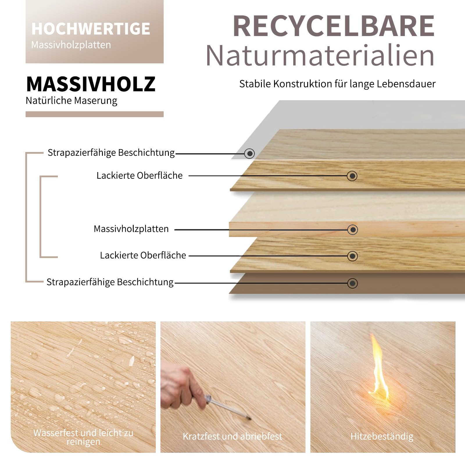 Empfangstheke mit abschließbarer Schublade und Schrank, Rezeptionstresen aus Massivholz mit Stauraum, 100–240 cm, Moderne Empfangstheke für Büro, Salon, Lobby und Geschäft