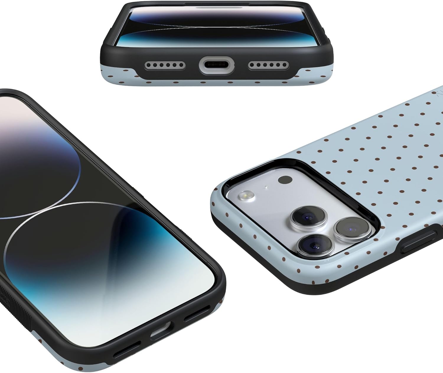 Casely iPhone 17 Pro Max Case | On the Dot | Blue & Brown Polka Dot | Bold Protective Design | Compatible with MagSafe