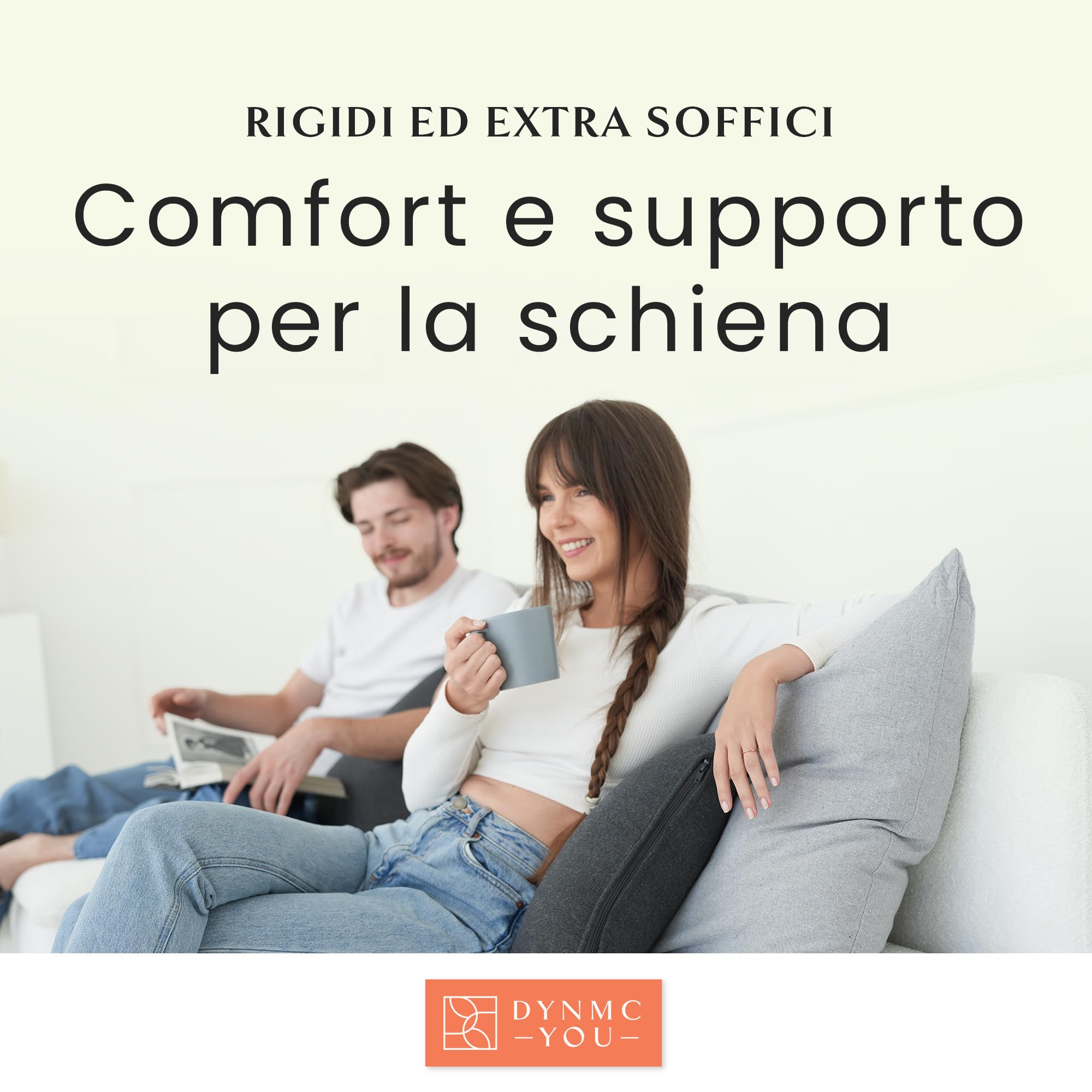 DYNMC you Set Di Cuscini Per Divano Grande, Morbido Rivestimento in Cotone, OEKO-TEX - Confortevole Cuscino Decorativo, Media Durezza (40, Centimetri, 70, Centimetri, Grigio)
