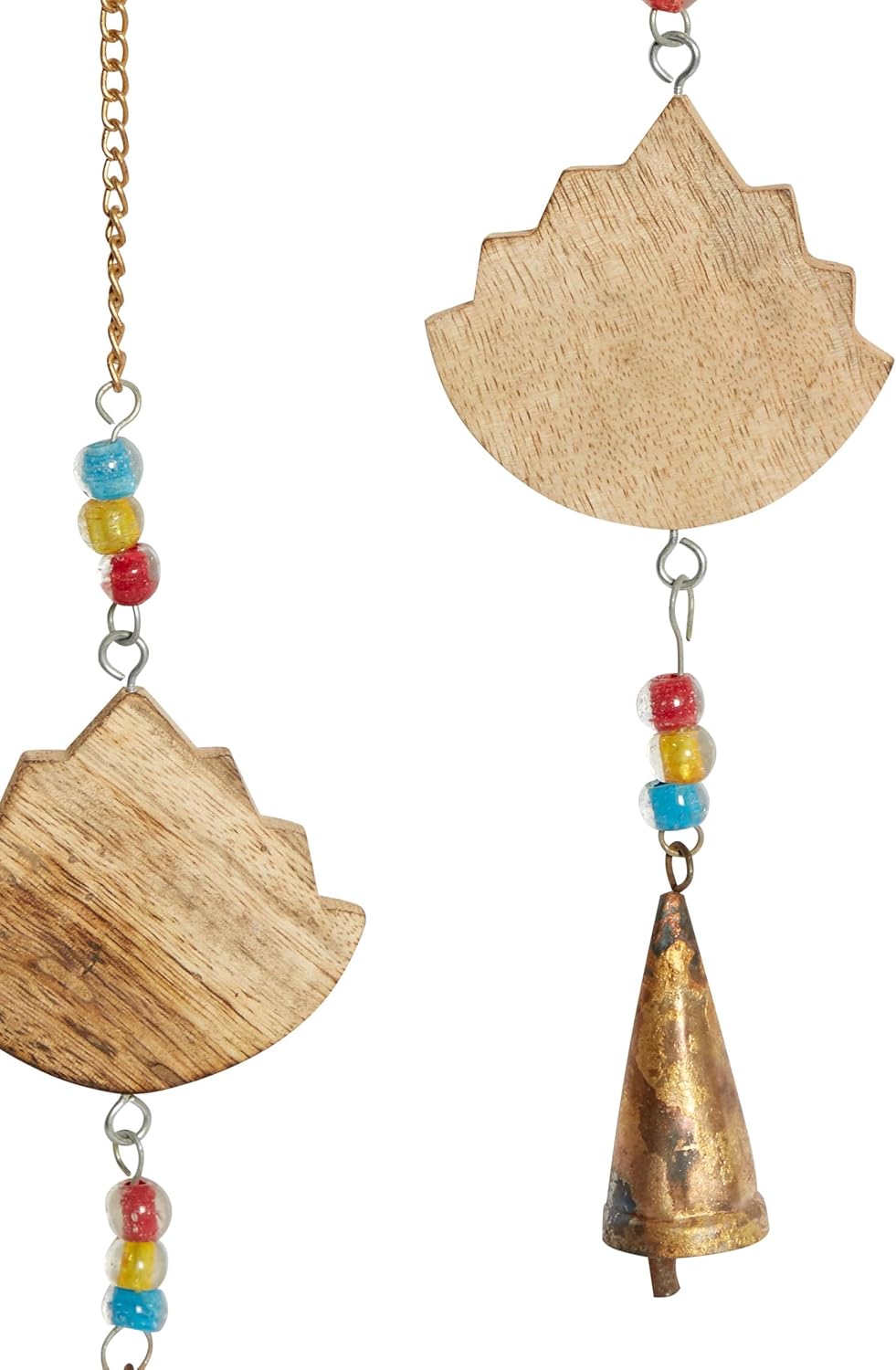 Deco 79 Eclectic Mango Wood Lotus Windchime, 15"L x 30"H, Gold