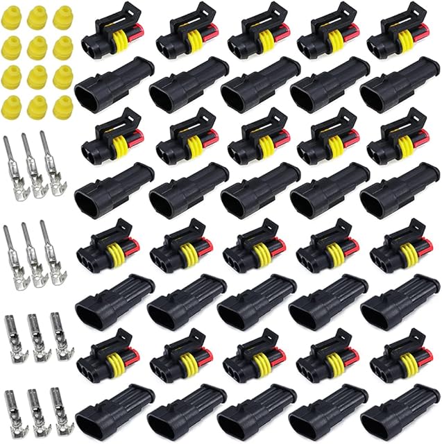 Nachlesy 20 Kit Car Waterproof Electrical Wire Connector Terminals,2 3 pin Terminals Plug for Car, Truck, Boat,Motorcycle Scooter