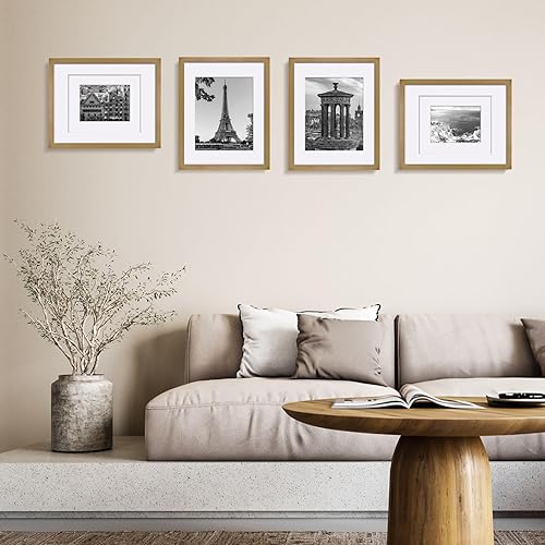 Vista 438 de Egofine Portarretratos de 9 x 12 pulgadas hecho de madera maciza con plexiglás, fotos de 5 x 7/6 x 8 con paspartú o de 9 x 12 pulgadas sin paspartú