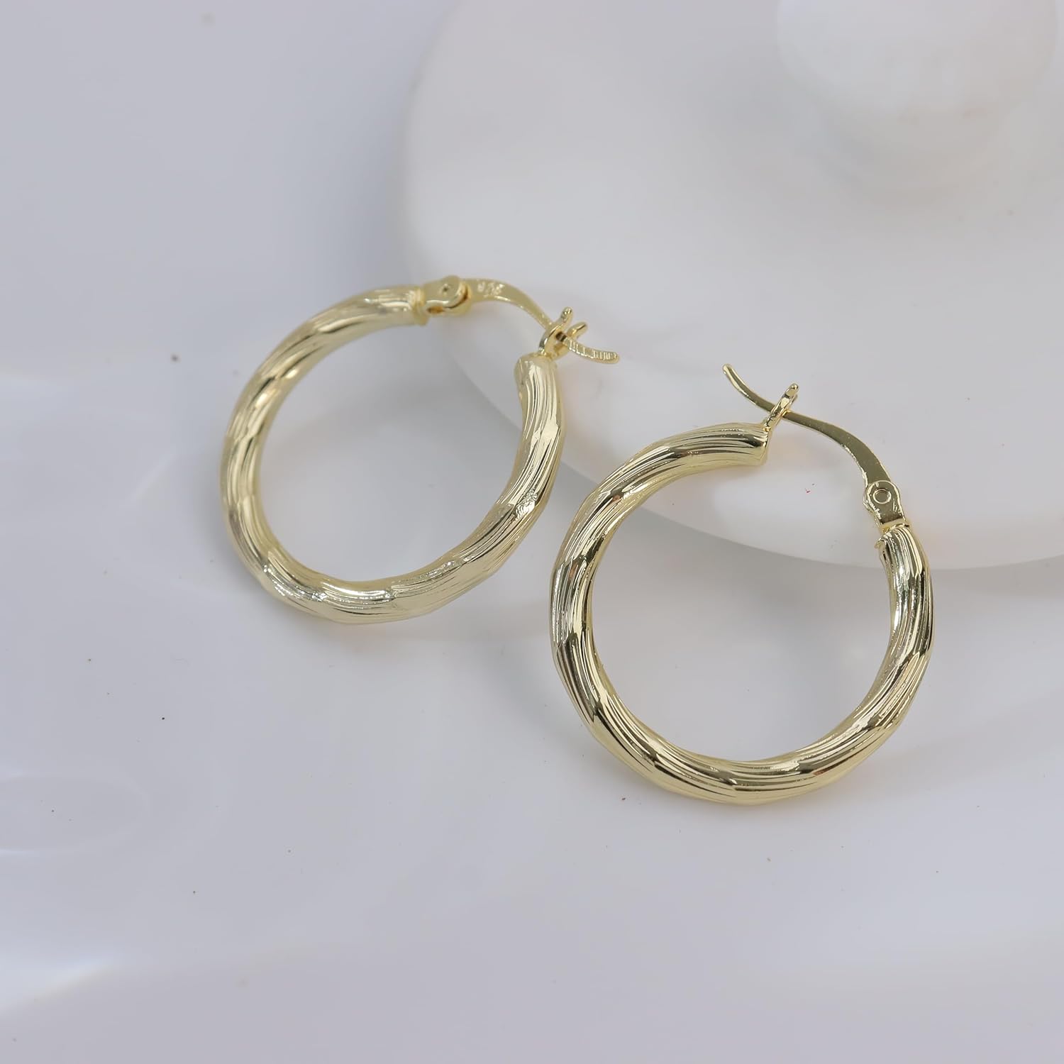 ToHeart 14k Gold Hoop Earrings for Womens Rectangle Hoop Earrings Gold Plated Small Hoops - Image 3