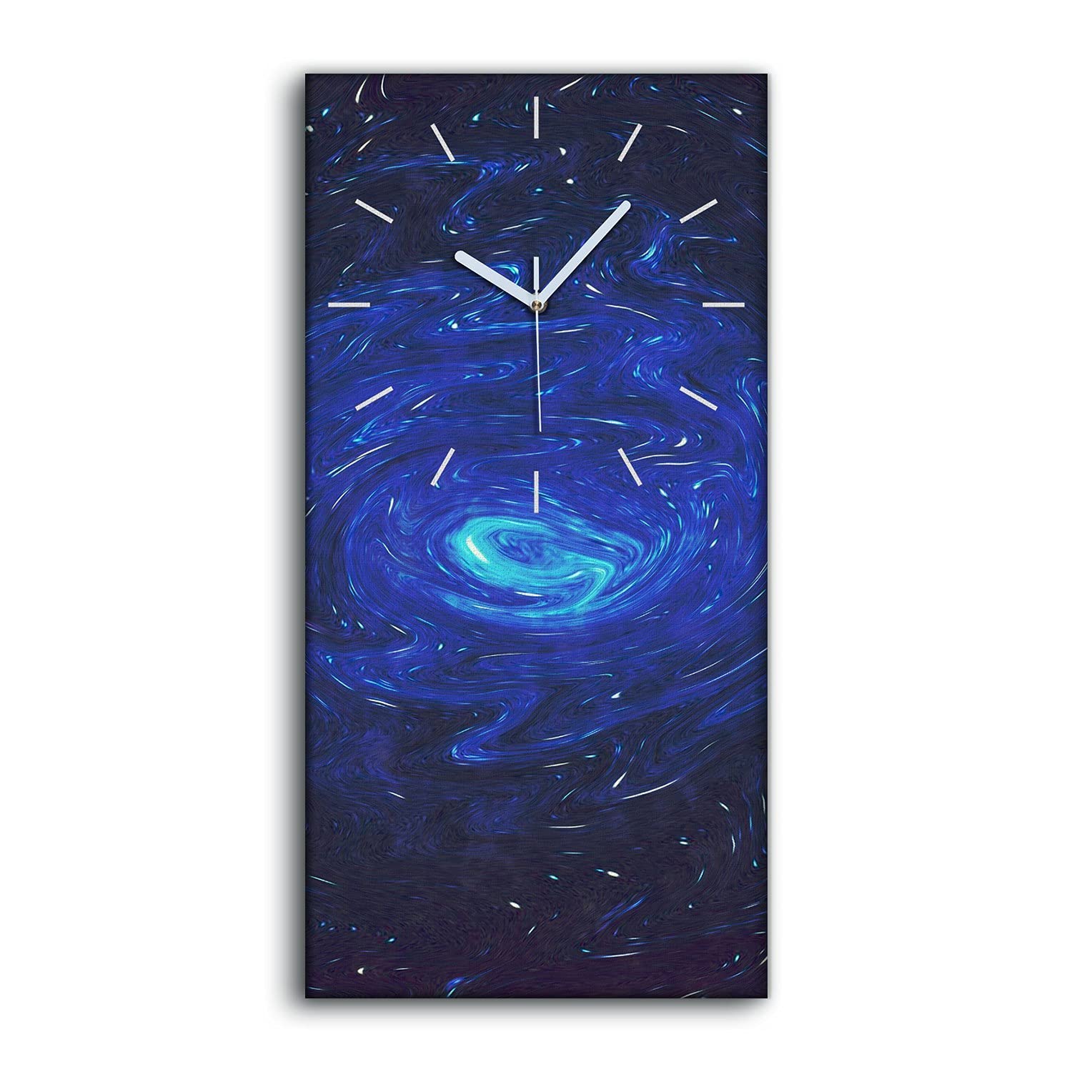 Horloge sur Toile Sans Tic-Tac Image Galaxie Aquarelle Art Moderne Silencieux 30x60cm
