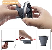 Vista 3 de Litoexpe Paquete de 4 vasos de viaje plegables de silicona portátiles con tapas, gris oscuro, rosa, azul marino y verde azulado, capacidad de 9.22