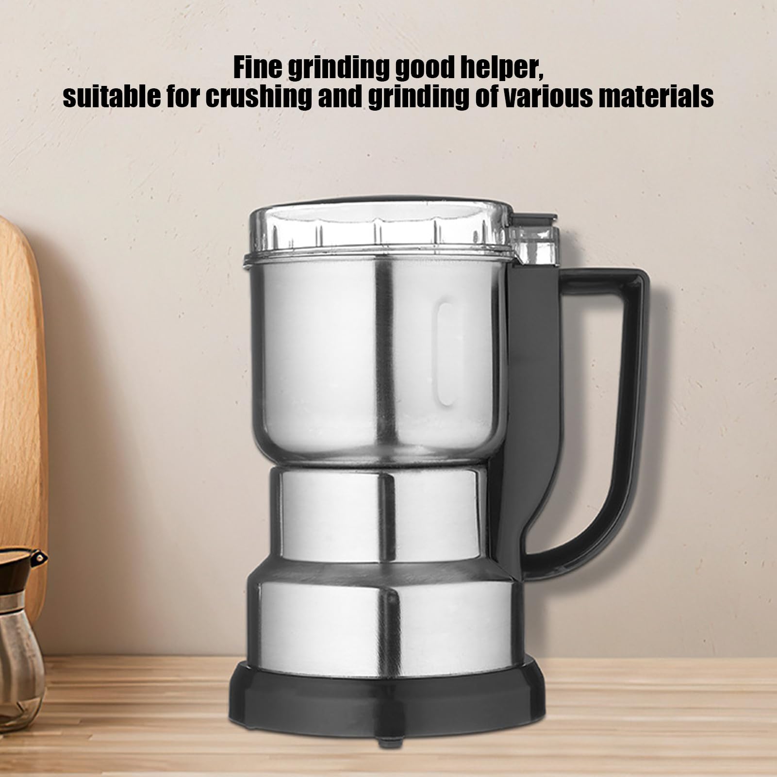 Macinas Caffe' Elettrico - 12.5x12.5x18cm Smerigliatrice Per Spezie Domestica Per Polveri In AcciaioInox, 300W Macinino Elettrico, Macinas Cereali, Per Semi, Pepe, Semi Di Lino, Chicchi Di Caffè