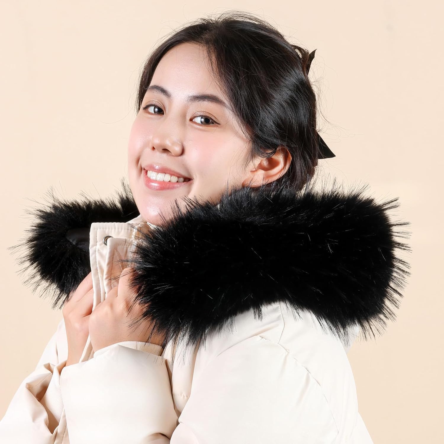 Faux Fur Collar Women Trim for Hood Replacement for Winter Coat Parka Jackets Unisex Like Real Fur Soft Fluffy - Image 4
