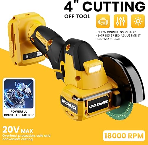 Miniatura 3 de Herramienta de corte inalámbrica compatible con batería DeWalt 20V Max, motor sin escobillas de 18,000 RPM, hojas de 4" (2 piezas) con cubierta