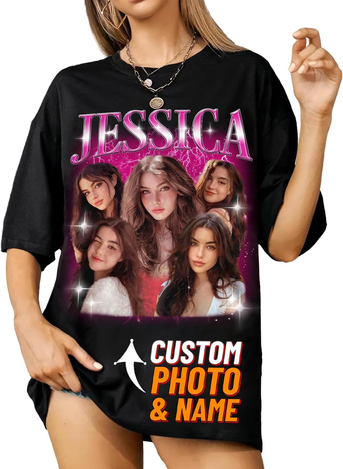 NAZENTI Custom Bootleg Rap Tee, Custom T-Shirts with Picture, Retro Custom Bootleg, Valentine's Gifts for Him Her