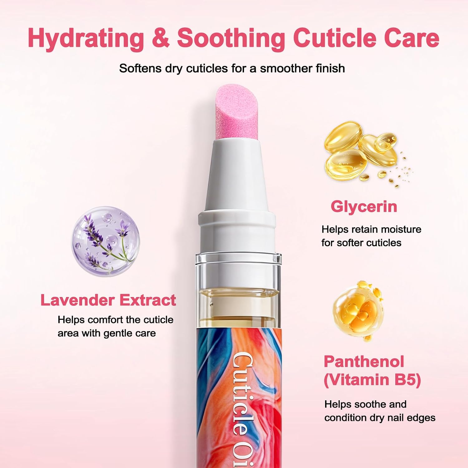 Ceramic Cuticle Pen- Polishes and Moisturizes Dry Cuticles, Instantly Removing Dead Skin and Leaving Nails Cleaner and Shinier Pink