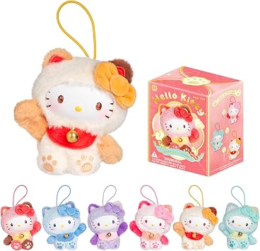 Sanrio Blind Box Hello Kitty Style Meow Blessing Series Cute Vinyl Plush Relaxing Collectible Mystery Toy Mini for Home Decor Birthday Gifts, Random One Figure