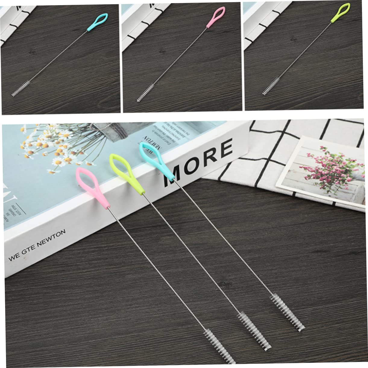 3 Sätze Trinkhalm Bürste Nylon Reinigungsbürste Für Flaschen Für Schmale Flaschenhälse Geeignet Für Edelstahl Zufällige Farbe 50 Stück * 3