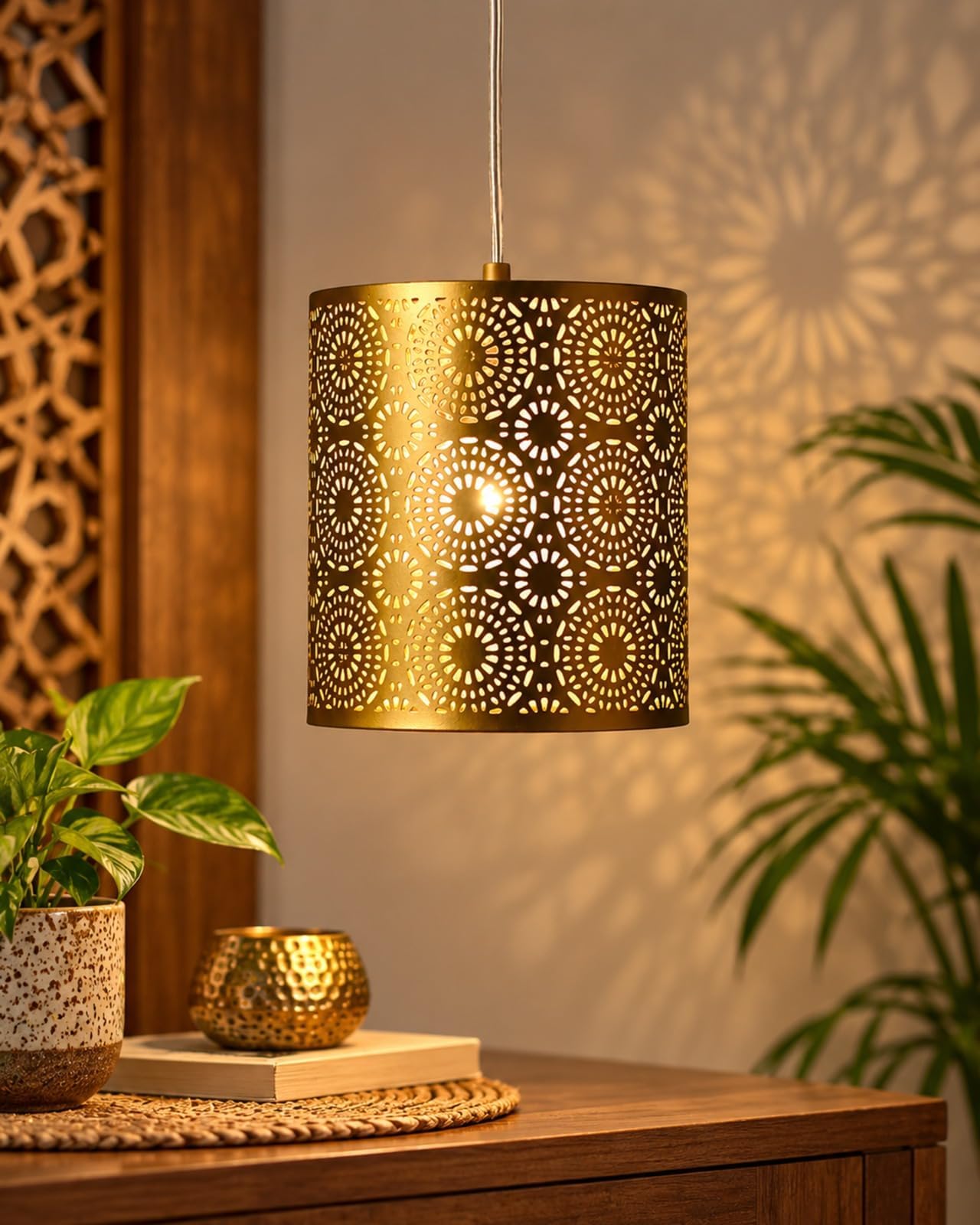 Homesake Antique Pendant Light for Home Decoration, Hanging Lamp Lights, Ceiling Jhumar Lighting for Home (Corded Electric)