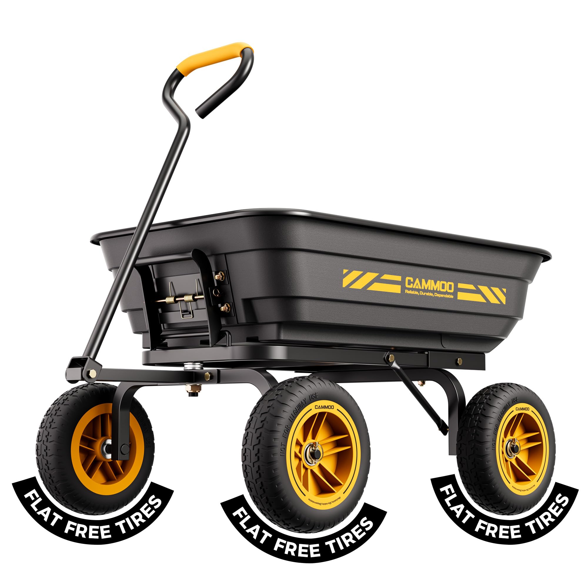 CAMMOO 10-in No-Flat Tires 600lb Heavy-Duty Garden Dump Cart