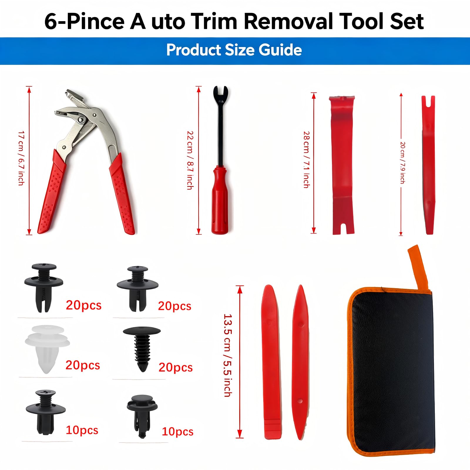Car Trim Removal Kit - 100 Clips & Pliers -2