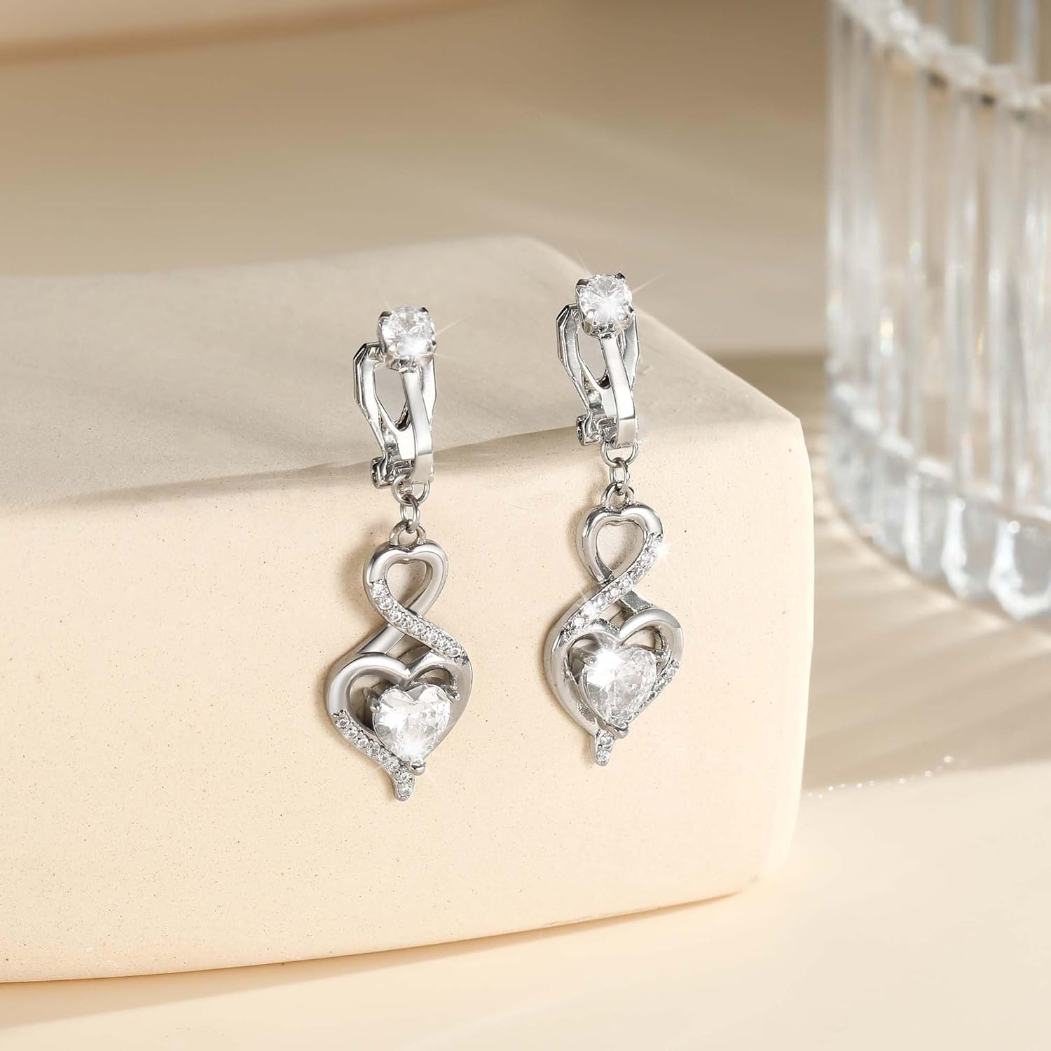 Clip On Earrings Sliver Dangle Earrings for Women Trendy Hanging Drop Earing Hypoallergenic Clip On Earring Birthday Gifts for Women Jewelry - Image 5