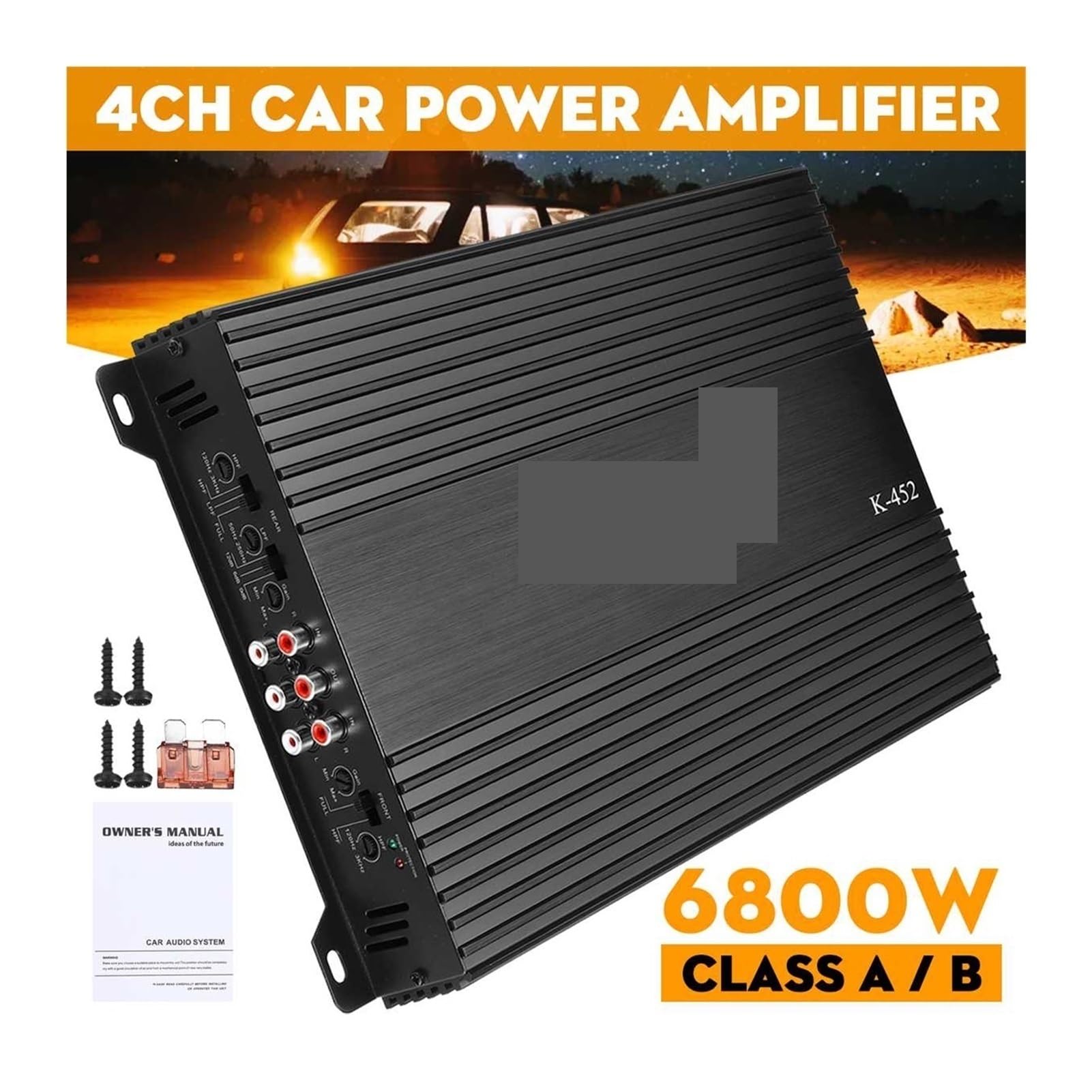Amplificador, 1 2V 6800W 4 Clase de audio del automóvil del amplificador del automóvil del canal A/b Amplificadores de audio de automóviles potentes amplificadores subwoofer bajo altavoz
