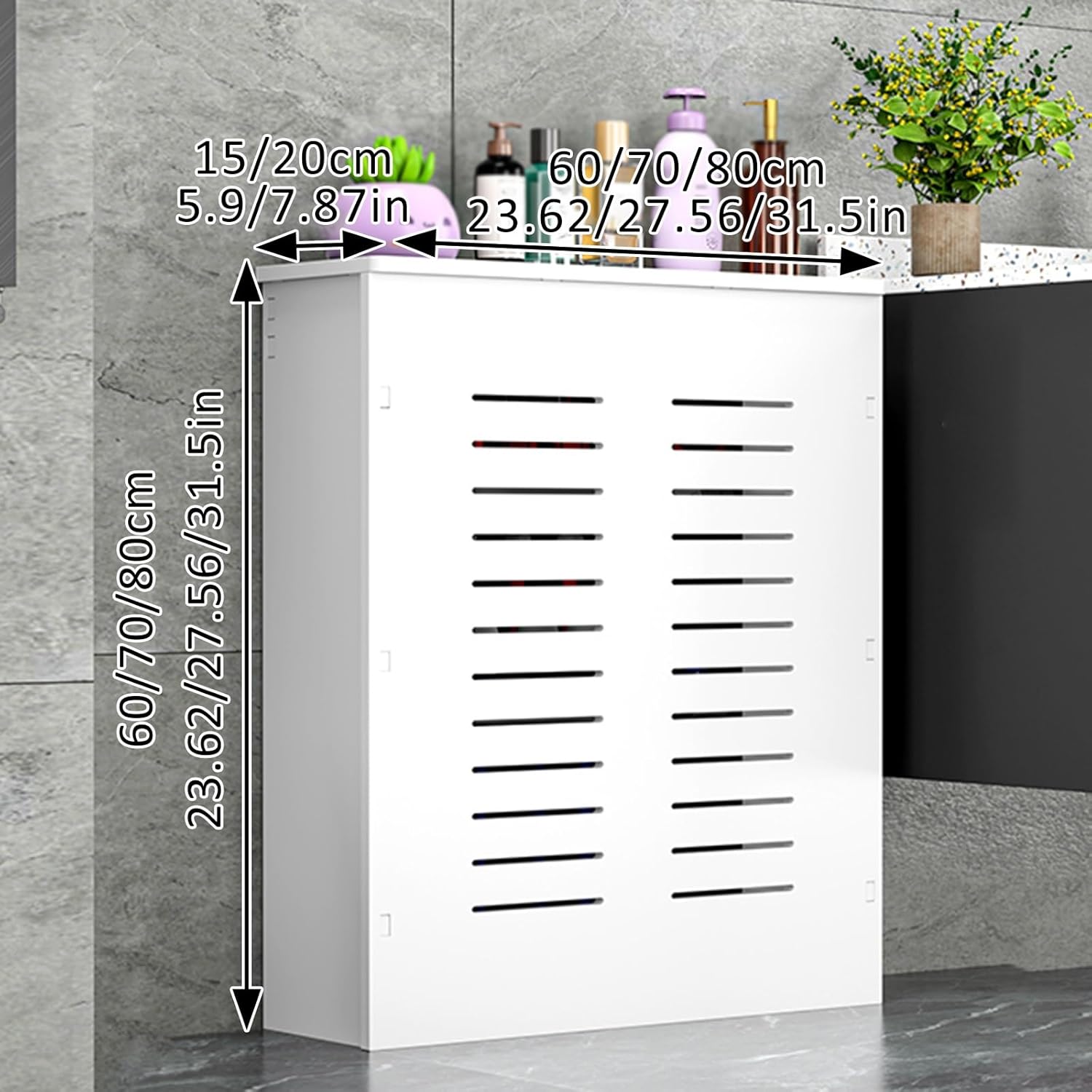 Heating Cabinet Shelf Radiator Covers for Home Steam Radiator Vented Safety Steam Decorative Radiator Cover Protective Heating Cabinet Living Room Bedroom Hallway Decorative Cabinet(60x80x20cm)